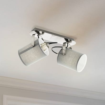 EGLO Plafondlamp Villabate met 2 grijze textielkappen