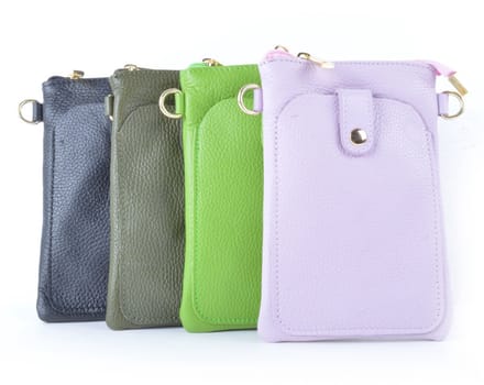 Lederen telefoontasje - Olijfgroen - Made in Italy