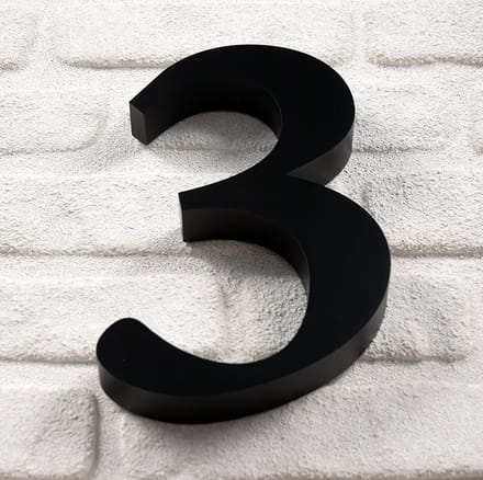 Promessa-Design - Huisnummer 3 RVS Zwart 3D Bold - Hoogte 25 cm - Dikte 3 cm - Type 3D/25/Zwart/3/RomaBold.