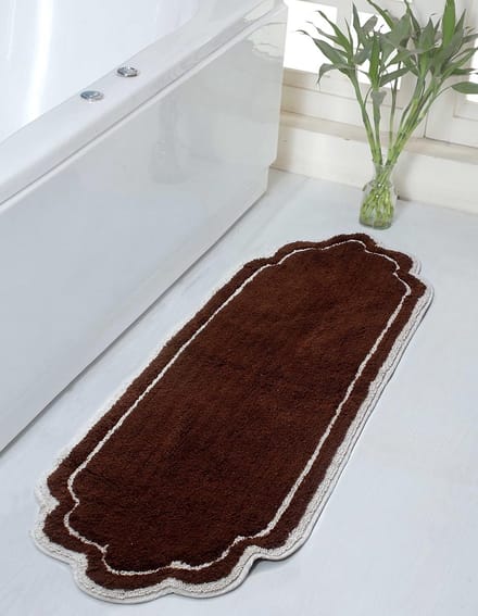 Zacht Katoenen Badmat Loper Bruin - Antislip en Zeer Absorberend
