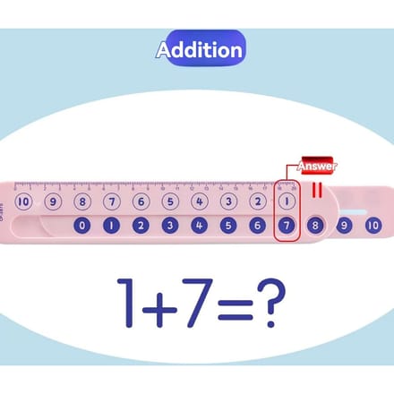 Règle Arithmétique Interactive pour Bureau et École, Lot de 1, Calculatrice et Outil de Mesure à Double Usage avec Conception à Boutons Poussoirs rose