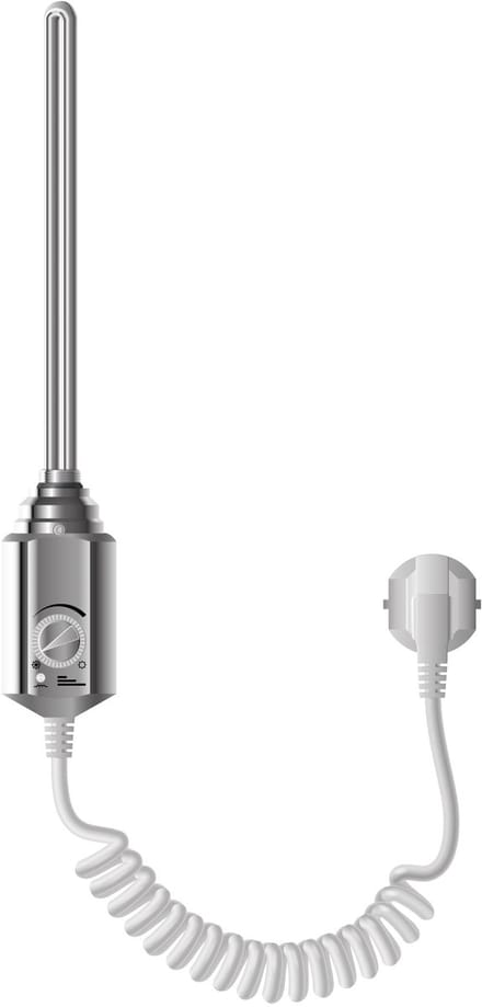 ECD Germany verwarmingselement verwarming cartridge 600w met thermostaat elektronische temperatuurregelaar voor badkamer radiatoren 1/2" chroom roestvrij staal elektrisch verwarmingselement handdoekdroger verwarmingspatroon verwarmingslans