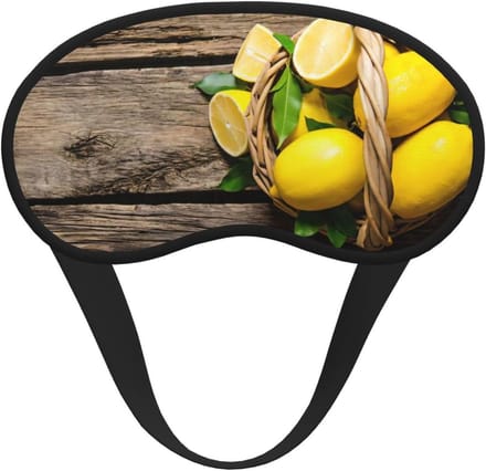 Slaapmasker Print - Oogmasker Rust - Totale Duisternis - Huidvriendelijk Polyester - 19.99 x 14 cm - Citroen
