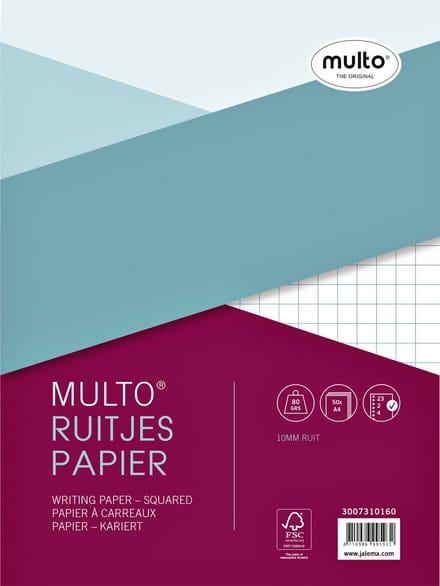 Multo ringbandinterieur - A4 - 23-gaats - papier met ruit 10mm