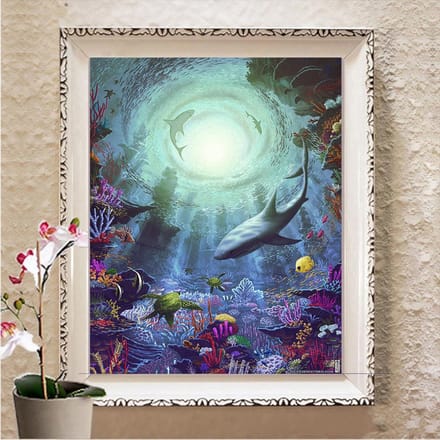 Peinture de diamant 5D avec perceuse carrée complète, broderie de paysage, point de croix, décor de salle de Villa Full Square 20X30CM white