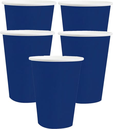 Santex feest/verjaardag bekertjes - 20x stuks - karton - kobalt blauw - 270 ml