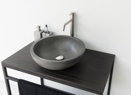 Waskom beton - Donker grijs - Rond - 40x40x14cm - Indonesisch - Design