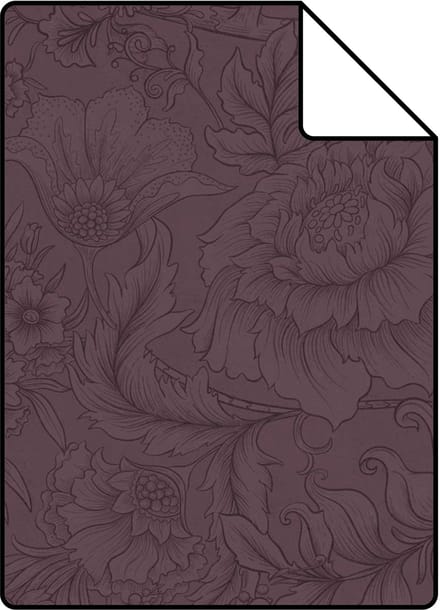 Proefstaal ESTAhome behang bloemmotief donker paars - 26.5 x 21 cm - 131855-S