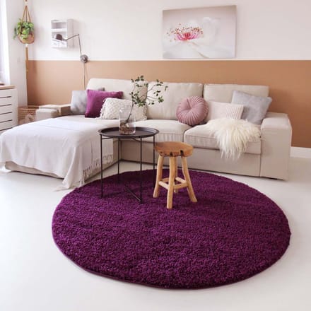 Rond hoogpolig vloerkleed - Shaggy Trend paars 200