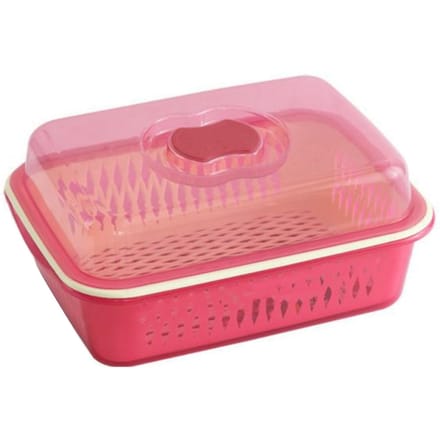 Dubbellaags afdruipmand Verdikt plastic Grote capaciteit met deksel Afwasgroentemandjes voor pink