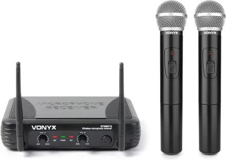 Vonyx STWM712 draadloze VHF microfoonset met 2 handheld microfoons