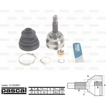 Homokineet reparatie set, aandrijfas PASCAL G15028PC