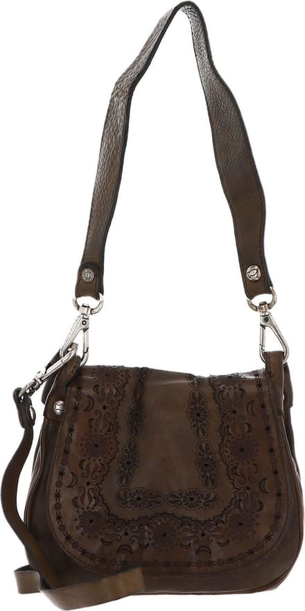 CAMPOMAGGI Leren Schoudertas Crossbody Small Verde Militare Olijfgroen