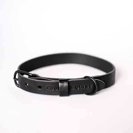 Cooper & Quint No Fuss - Halsband Hond Leer - Zwart - All Black - Medium