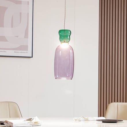 Lucande LED hanglamp Fay, paars/donkergroen, glas, Ø 15 cm