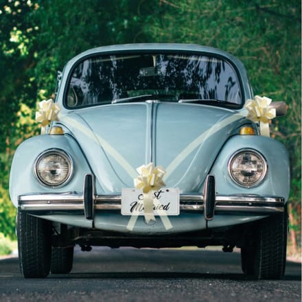 Chaks Trouwauto decoratie lint - ivoor wit - just married - bruiloft benodigdheden