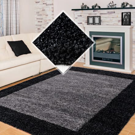 Basic Shaggy Kader vloerkleed Antraciet / Grijs Hoogpolig- 100x200 CM