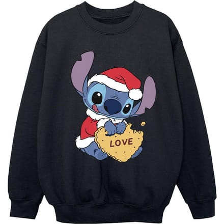 Disney Meisjes Lilo And Stitch Kerstmis Love Biscuit Sweatshirt (Zwart)
