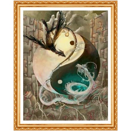 Broderie diamant, Dragon yin Yang, peinture diamant 5d, image complète en point de croix 20X30CM black