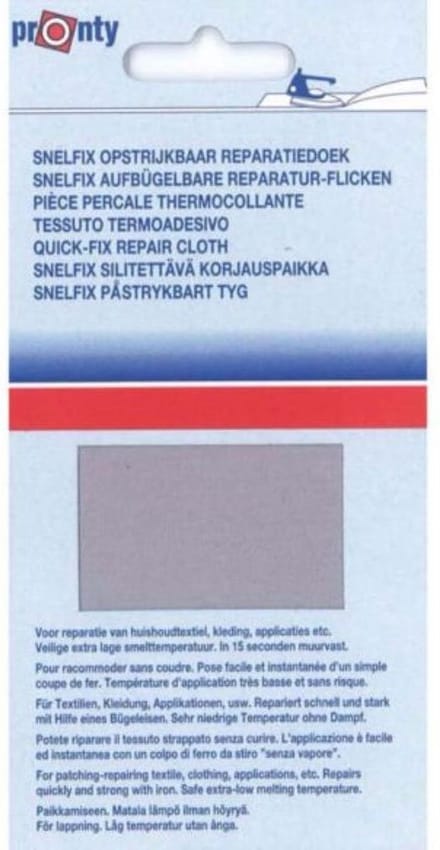 PRONTY REPARATIEDOEK SNELFIX OPSTRIJKBAAR, 11-25 cm, LICHT GRIJS, PER STUK.