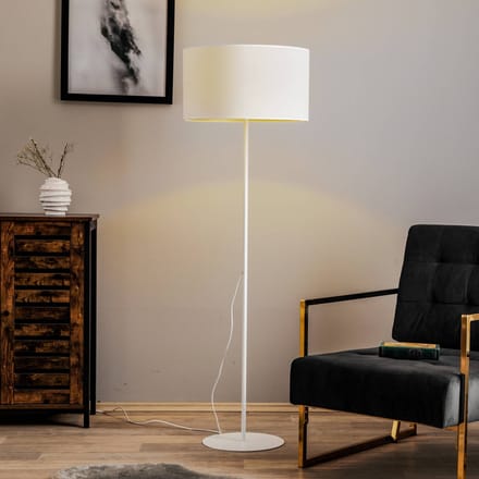 Duolla Vloerlamp Roller, wit/goud, hoogte 145 cm