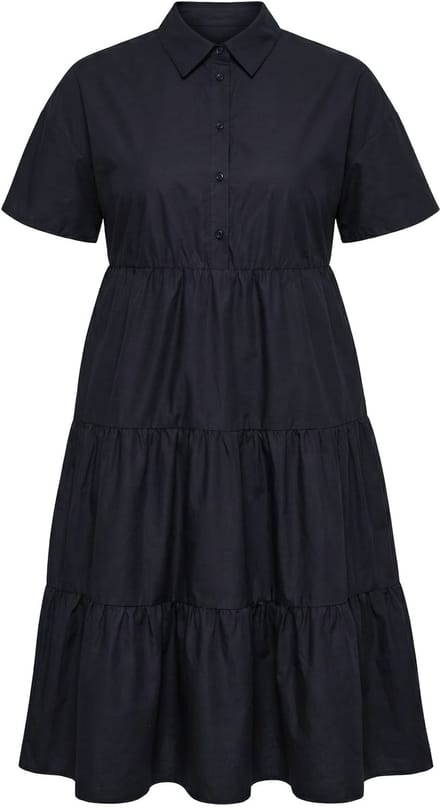 Studio Untold - Dames - Maxi-jurk A-lijn volants korte mouwen - Zwart - Maat 42+