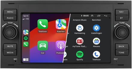 Carplay voor Ford Mondeo S-max Mondeo Galaxy Focus | Zwart | 2003 t/m 2013 | Android 15 | Draadloos Apple Carplay & Android auto | 2GB + 64GB | 4-Core processor | Denago | 2025 model | Bluetooth & Wifi