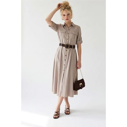 Geveste Midi Overhemdjurk
