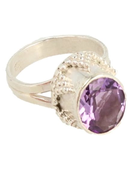 Amethist ring zilver facet bewerkt - 17
