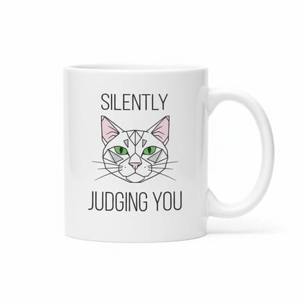 330ml Witte Keramische Mok – Silently Judging You Kattenliefhebber Beker | Grappig Cadeau voor Kat Eigenaren