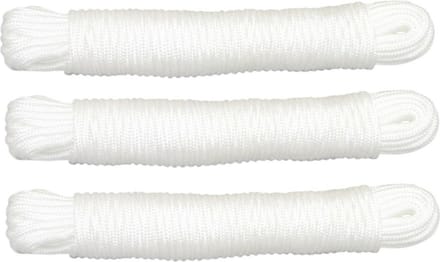 AMIG Touw - 3x - 25 meter - D3mm - polypropyleen - 50 kg - wit - waslijn - tuin
