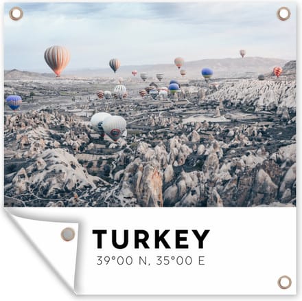 Tuindoek Turkije - Luchtballon - Cappadocië - Ballon - 100x100 cm