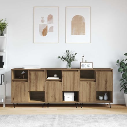 vidaXL - Dressoir - 3 - st - Artisan - Eiken - 60 - x - 35 - x - 70 - cm