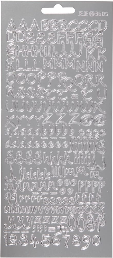 Stickers, alfabet, vel 10x23 cm, zilver, 1 vel