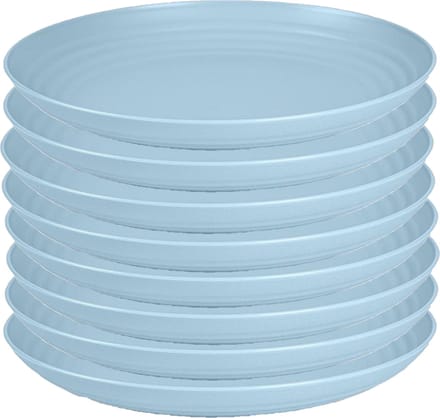 PlasticForte Rond bord/camping bord - 8x - D25 cm - ijsblauw - kunststof