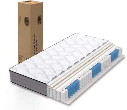 Pocketveringmatras 140x200 cm - 7 Zones Matras met Traagschuim - H3 Medium Hardheid - 20 cm Dik - Wit/Grijs