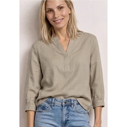 Blouse met gespleten hals van linnenmix