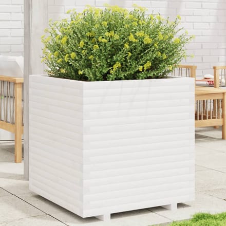 vidaXL - Plantenbak - 70x70x72,5 - cm - massief - grenenhout - wit