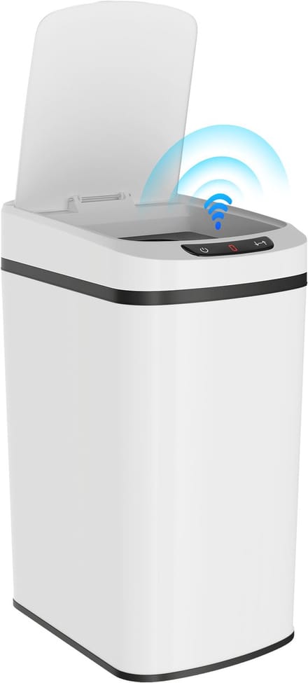 HOMCOM – Touchless – Afvalbak – 12L – roestvrij staal, vlekvrij-Wit