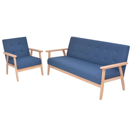 vidaXL - Bankstel - stof - blauw - 2-delig