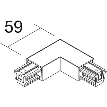 Ivela L-connector SQUARE 48 V, zwart, aardedraad links