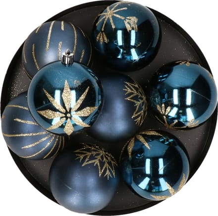 Feeric lights and christmas kerstballen - 8x - 8 cm - kunststof - blauw