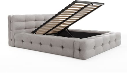 Vente-unique Bed met opbergruimte stof lichtgrijs 140 x 190 cm