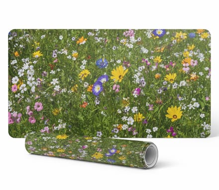 Bureauonderlegger voor grafisch ontwerpers en vormgevers: bloemenweide, 100x50 cm