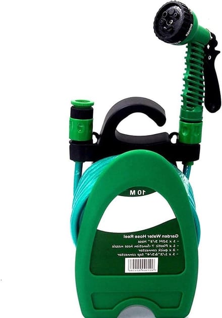 Mini Tuinslang - Slanghaspel - Tuin Bewatering - Knikvrij Ontwerp - 10 Meter - Grijs