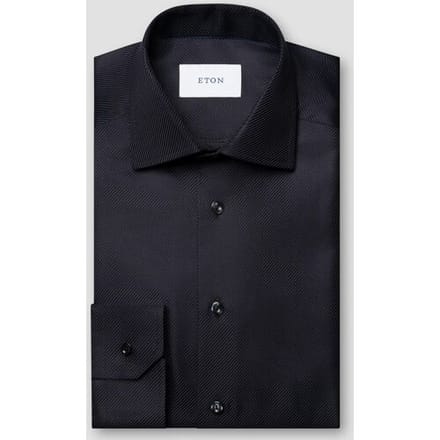 Eton Overhemd Rich Texture Houndstooth King Twill Zwart / male