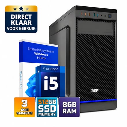 Desktop Computer Intel Core i5 | 8GB RAM | 512GB SSD | Windows 11 Pro | WiFi | DVD-RW | Office PC | Werkcomputer | Zakelijke Computer | Thuiswerk Computer | Thuiswerk PC | Studie Computer | Kantoor PC | Desktop PC | 3 Jaar Garantie