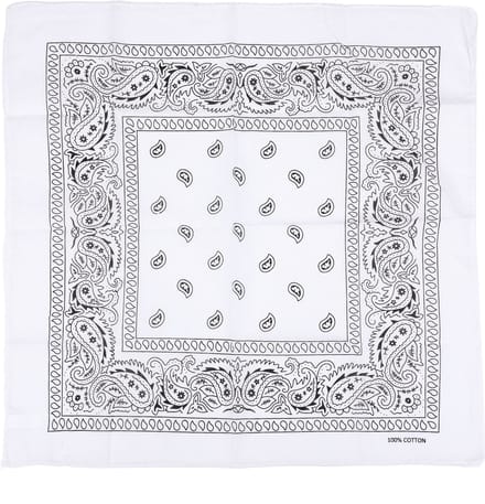 Klassieke Vierkante Sjaal met Traditioneel Bandanamotief (55x55cm) - Wit