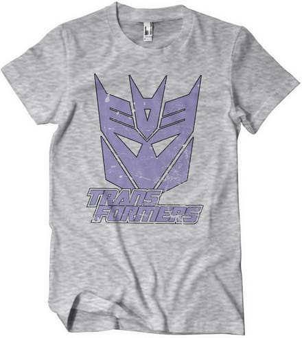 Transformers Washed Decepticon Duotone Shield T-shirt Heathergrey