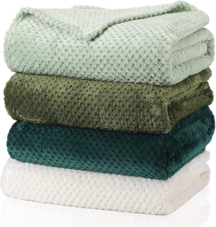 Flannel fleece dekens voor bed en bank - 4 stuks 3D wafel structuur
